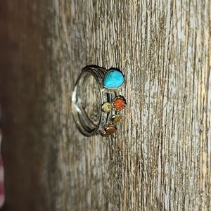 New Sterling Silver Turquoise and coral sterling silver 💍 Ring Size 7.5